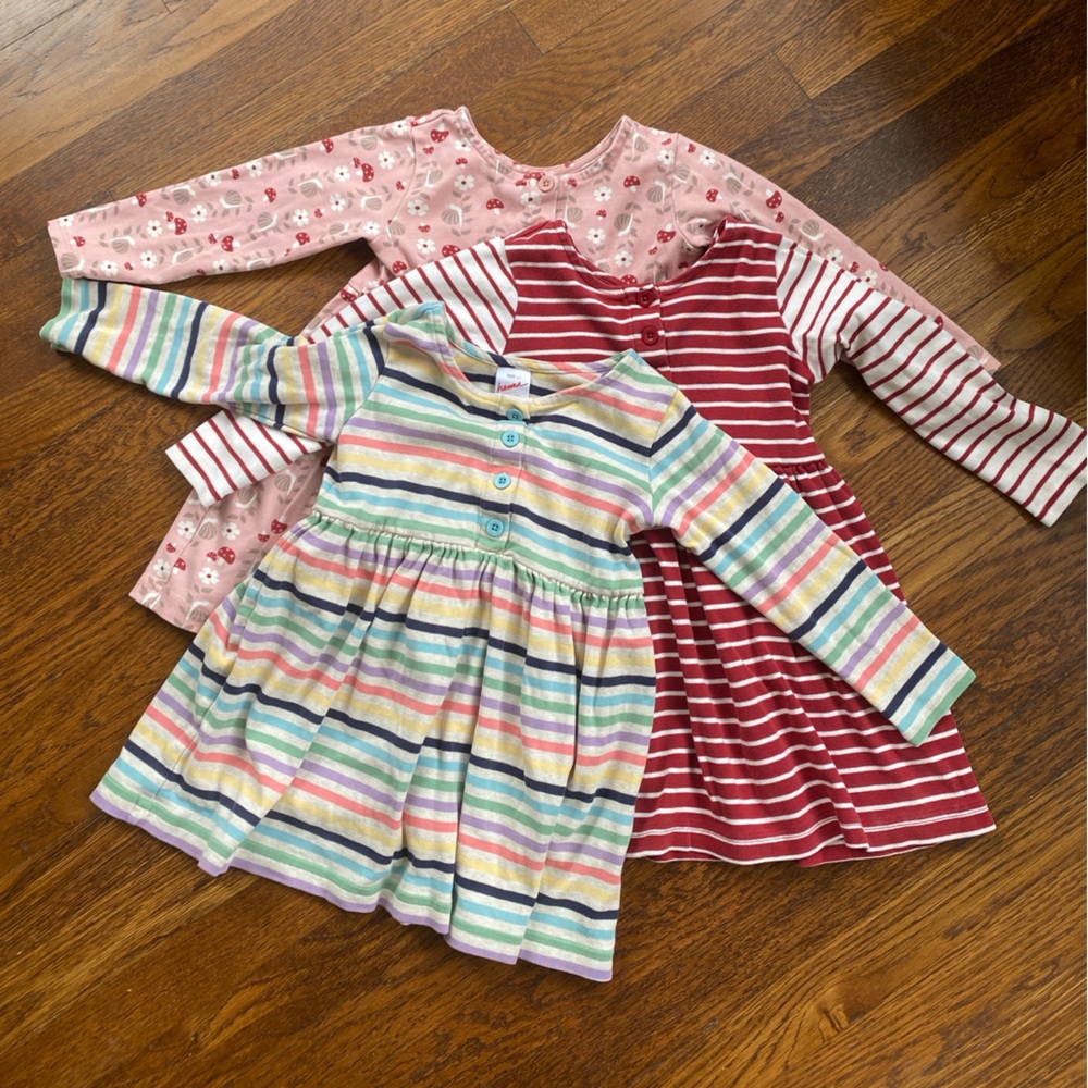 3 Lot of Hanna Andersson 100CM 4T GUC dresses printed long sleeve cotton